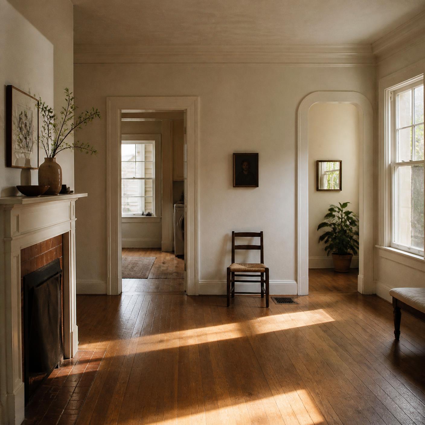 A lived-in room in an older home before any preparation work