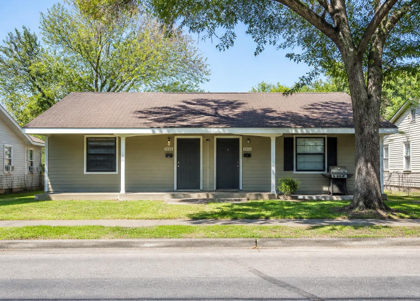 A small duplex rental on a quiet street